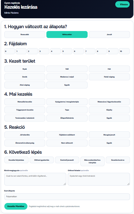 TeraPont gyors kezelésrögzítés